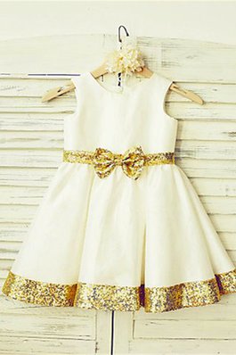 Prinzessin A-Line Normale Taille Blumenmädchenkleid ohne Ärmeln mit Pailletten