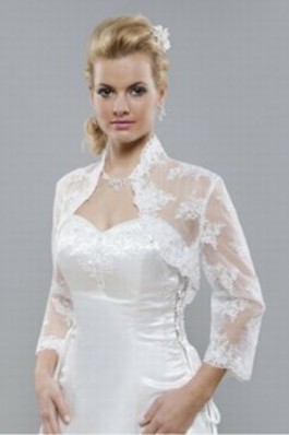 Junoesque Organza Weiß Luxuriös Spitze Saum Bolero