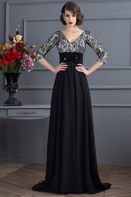 V-Ausschnitt Chiffon Reißverschluss Abendkleid mit Bordüre mit Empire Taille