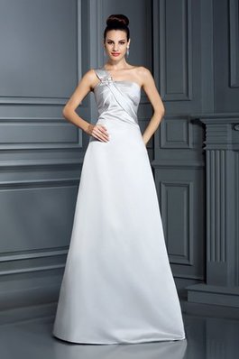 Ein Schulter Empire Taille Satin A-Linie Bodenlanges Ballkleid