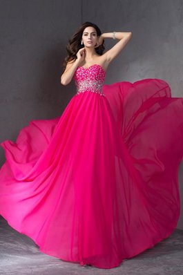 Perlenbesetztes Chiffon Reißverschluss Prinzessin Abendkleid mit Herz-Ausschnitt