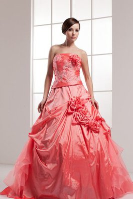 Pick Up Ärmelloses Duchesse-Linie Quinceanera Kleid mit Blume mit Applikation