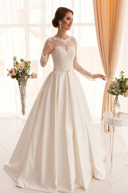 Ewiges Romantisches Prächtiges Brautkleid mit langen Ärmeln mit Juwel Ausschnitt