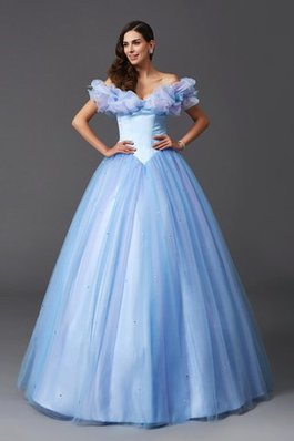 Schulterfrei Duchesse-Linie Normale Taille Anständiges Quinceanera Kleid mit Perlen