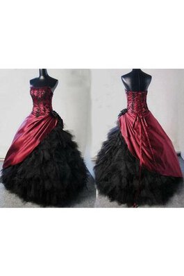 Perlenbesetztes Schulterfrei Organza Spitze Quinceanera Kleid mit Bordüre