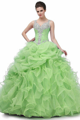 Ärmelloses Herrlich Satin Bezauberndes Quinceanera Kleid mit Rüschen