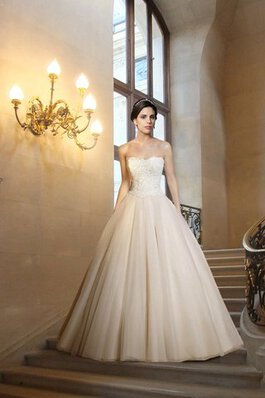 Reißverschluss Ärmelloses normale Taille Brautkleid mit Bordüre aus Organza