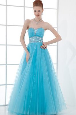 Perlen A-Linie Ärmellos Satin Quinceanera Kleid