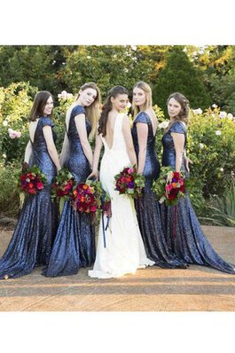 Gerüschtes A-Linie Kurze Ärmeln Brautjungfernkleid aus Chiffon mit Herz-Ausschnitt