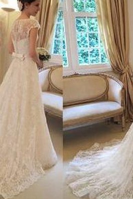 Schaufel-Ausschnitt Duchesse-Linie A-Line Luxus Brautkleid mit gekappten Ärmeln