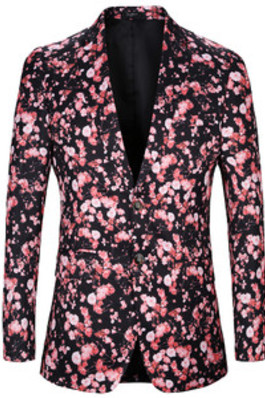 Floral Anzüge Für Männer Elegante Schwarz Jacke