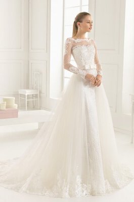 Spitze A-Line Romantisches Prächtiges Brautkleid mit Schleife