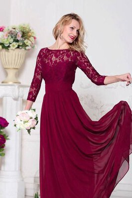 Plissiertes Chiffon Dreiviertel Länge Ärmeln Ärmellos Brautmutterkleid mit langen Ärmeln