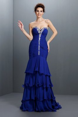 Ärmelloses Herz-Ausschnitt Chiffon Normale Taille Ballkleid mit Rücken Schnürung