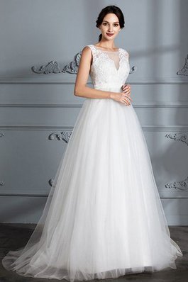 Natürliche Taile A-Line Prinzessin Tüll Sweep Zug Brautkleid