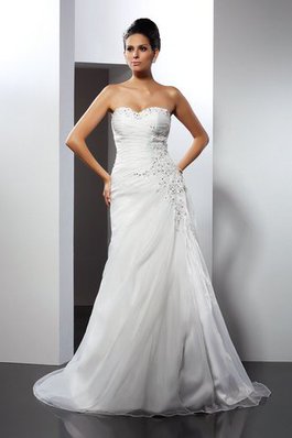 Herz-Ausschnitt A-Line Organza Empire Taille Brautkleid mit Applike