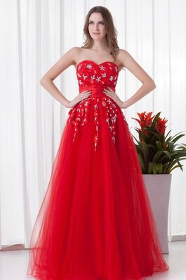 Ärmellos Herz-Ausschnitt Lang Satin Quinceanera Kleid