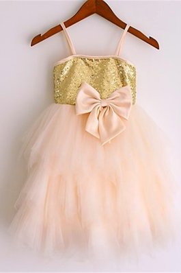 A-Linie Paillette Paillettenbesetztes Normale Taille Prinzessin Blumenmädchenkleid