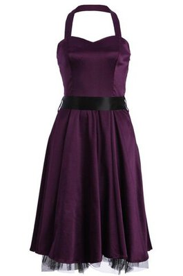 A Linie Satin Empire Taille Kurzes Cocktailkleid mit Schmetterlingsknoten