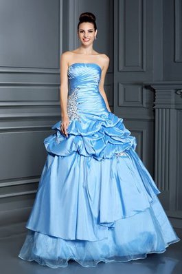 Ärmelloses Anständiges Bodenlanges Quinceanera Kleid mit Empire Taille aus Organza