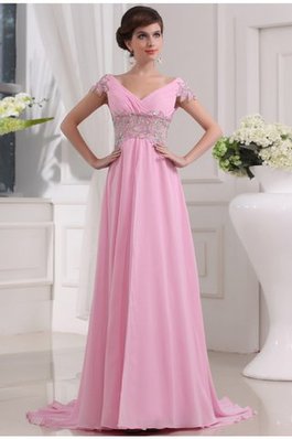 Prinzessin Chiffon Sweep Zug A-Line Abendkleid mit Perlen