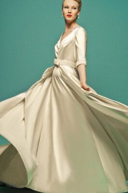 Natürliche Taile Hoch Geschlossenes V-Ausschnitt Einfaches Elegantes Brautkleid