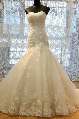 Organza Ärmelloses Bodenlanges Brautkleid mit Rüschen mit Rücken Schnürung