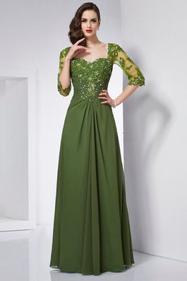 Perlenbesetztes Herz-Ausschnitt 3 /4 Länge Ärmeln Sittsames Ballkleid aus Chiffon