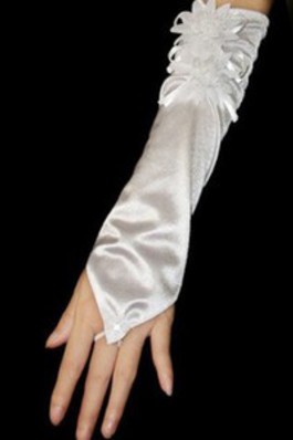 Träumer Taft Mit Blumen Weiß Elegant|Bescheiden Brauthandschuhe