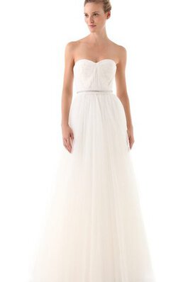 A-Line Organza Reißverschluss Brautkleid mit Schleife mit offenen Rücken