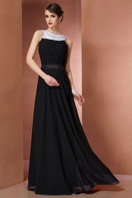 Chiffon Ärmellos Schaufel-Ausschnitt Empire Taille Bodenlanges Abendkleid