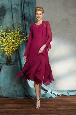 Ärmellos Schaufel-Ausschnitt Chiffon Reißverschluss Mini Brautmutterkleid