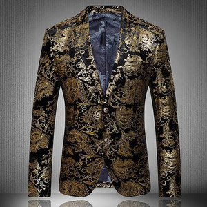 Gold Designermarke Jacke Blazer Masculino Lässig