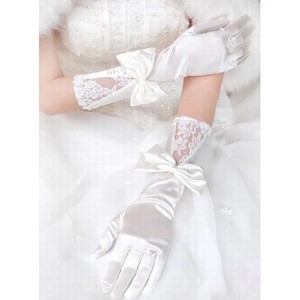 Hell Satin Mit Bowknot Weiß Elegant|Bescheiden Brauthandschuhe