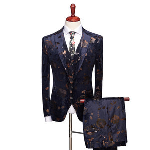 Fashion Floral High-end-marke Asiatische Bankett Herren Smoking Slim Fit