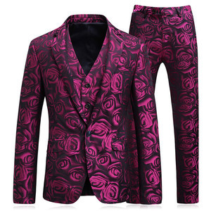 Mode Slim Fit Hochzeit Blazer 3 Stück Rose Floral Hose