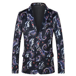 Männer Blazer Floral Gedruckt Anzug Anzug Asiatische Dj