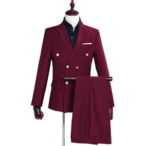 Langarm Männer Blazer Wein Rot Hose Casual Kostüm