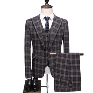 Jacke Slim Fit Anzug Plaid Anzüge Weste Business Hochzeit