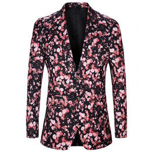 Floral Anzüge Für Männer Elegante Schwarz Jacke