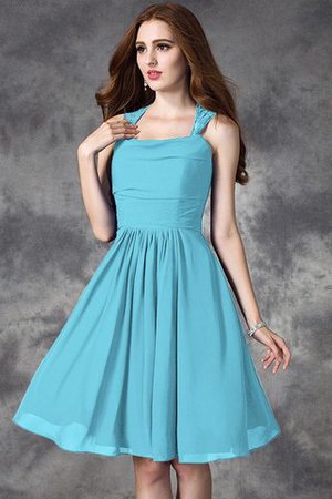 Normale Taille Chiffon Spaghetti Träger Prinzessin Brautjungfernkleid mit Rüschen