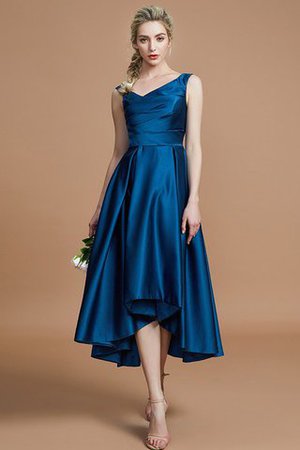 Ärmellos Asymmetrisch Satin Prinzessin A-Line Brautjungfernkleid