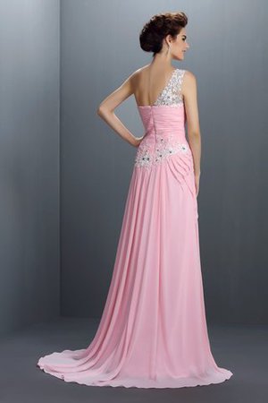 Chiffon A-Linie Perlenbesetztes Bodenlanges Ballkleid mit Applikation