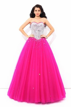 Herz-Ausschnitt Ärmelloses Satin Duchesse-Linie Bodenlanges Quinceanera Kleid