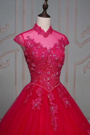 Schlüsselloch Rücken Hoher Kragen Herz-Ausschnitt Quinceanera Kleid mit Applike mit Bordüre