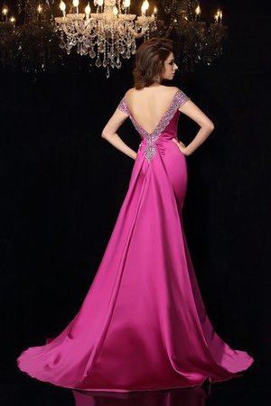 Normale Taille Gericht Schleppe Satin Perlenbesetztes Sittsames Abendkleid