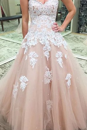 Tüll Natürliche Taile Duchesse-Linie Bodenlanges Quinceanera Kleid mit Applikation