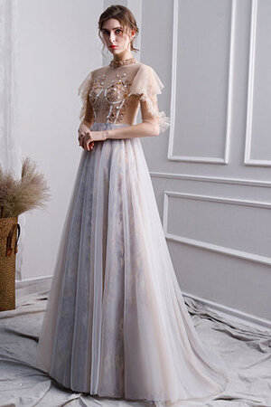 Glamourös Satin Hoher Kragen Luxus Ballkleid aus Tüll