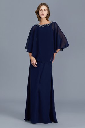 Enges Chiffon Perfekt Bodenlanges Brautmutterkleid mit Perlen