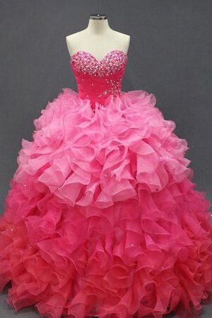 Perlenbesetztes Tüll Anständiges Quinceanera Kleid mit Rüschen mit Bordüre